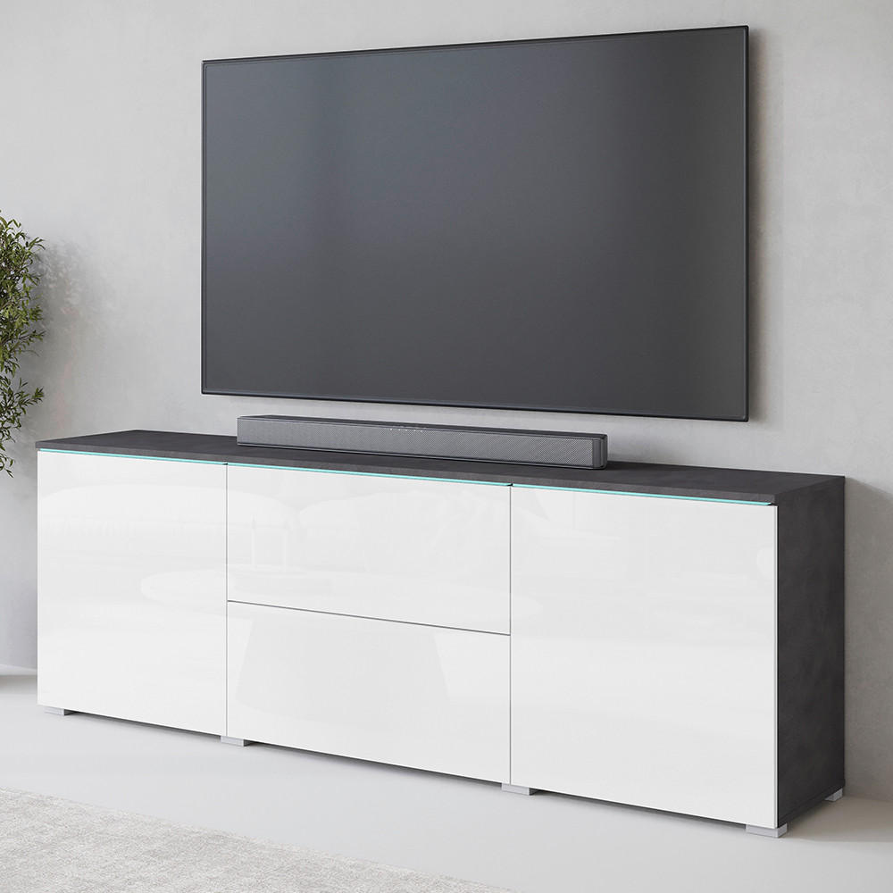 TV-BÄNK Vera  i 180/61,8/34,5 cm  - vit/vit högglans, Trend, trämaterial/plast (180/61,8/34,5cm) - P & B