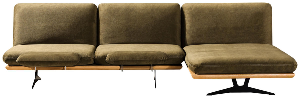 OTTOMANE in Grün, Eichefarben  - Eichefarben/Schwarz, Design, Holz/Textil (114/92/165cm) - Dieter Knoll