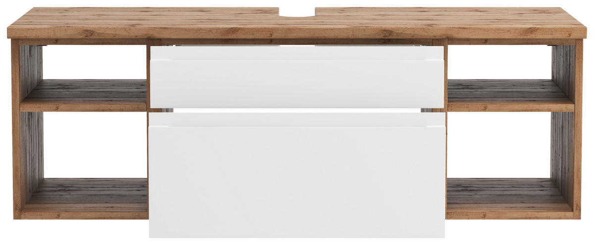 WASCHBECKENUNTERSCHRANK 120/41/47 cm  - Weiss/Eiche Wotan, Modern, Holzwerkstoff (120/41/47cm) - Held