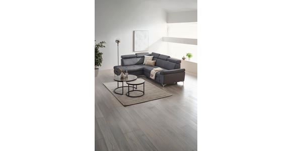 ECKSOFA Dunkelgrau Mikrofaser  - Chromfarben/Dunkelgrau, KONVENTIONELL, Textil/Metall (206/271cm) - Carryhome