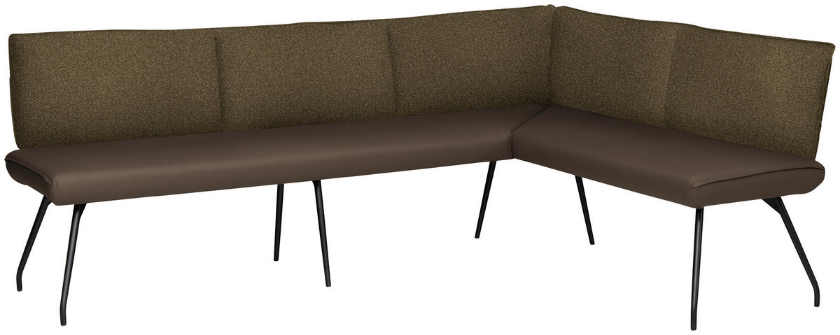ECKBANK 225/165 cm  in Braun  - Schwarz/Braun, Design, Textil/Metall (225/165cm) - Moderano
