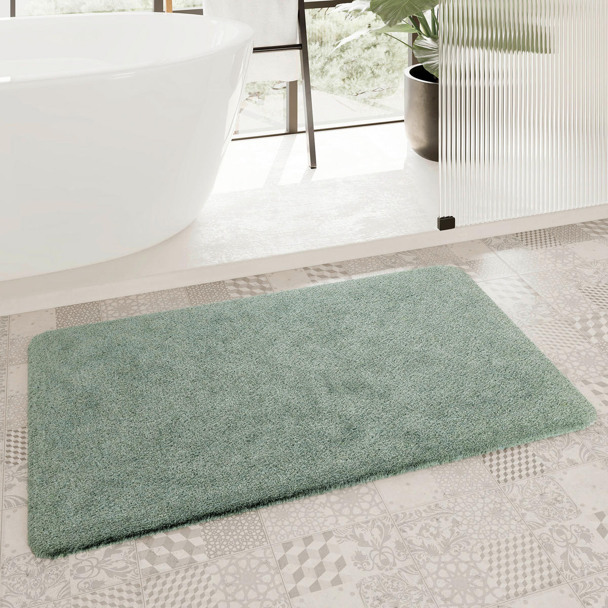 BADTEPPICH Grün, Petrol 60/100 cm  - Petrol/Grün, Basics, Kunststoff/Textil (60/100cm) - WECON HOME BASIC