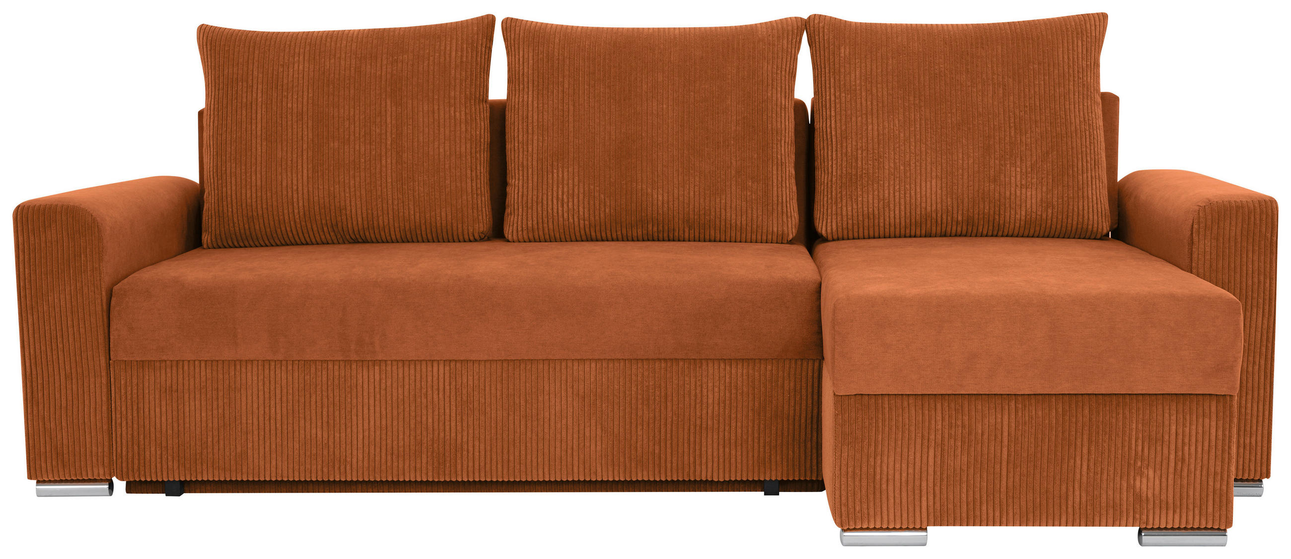 ECKSOFA in Cord, Mikrofaser Rostfarben  239/141 cm  - Chromfarben/Rostfarben, Design, Kunststoff/Textil (239/141cm) - Livetastic