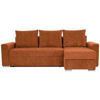 ECKSOFA in Cord, Mikrofaser Rostfarben  - Chromfarben/Rostfarben, Design, Kunststoff/Textil (239/141cm) - Livetastic