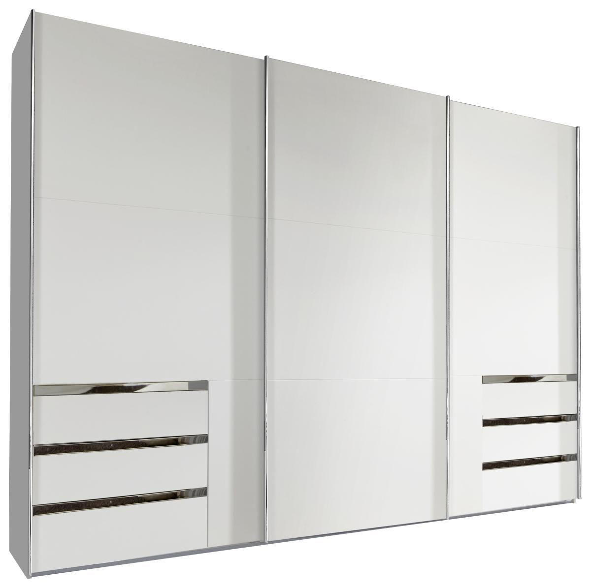 SCHWEBETÜRENSCHRANK in Weiss  - Chromfarben/Weiss, Modern, Holzwerkstoff/Metall (300/216/65cm) - MID.YOU