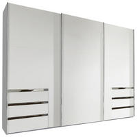SCHWEBETÜRENSCHRANK in Weiss  - Chromfarben/Weiss, Modern, Holzwerkstoff/Metall (300/216/65cm) - MID.YOU