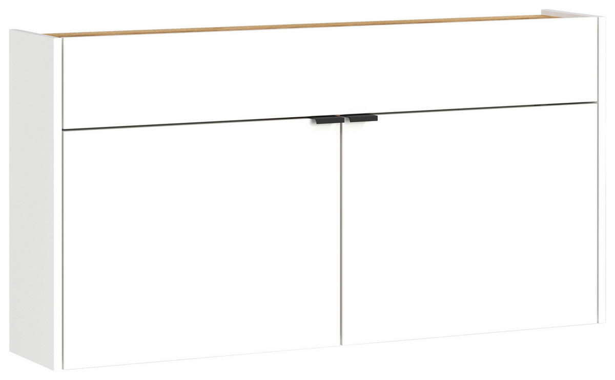 SCHUHSCHRANK Weiß, Eichefarben  - Eichefarben/Schwarz, Design, Holzwerkstoff/Metall (110/57/22cm)