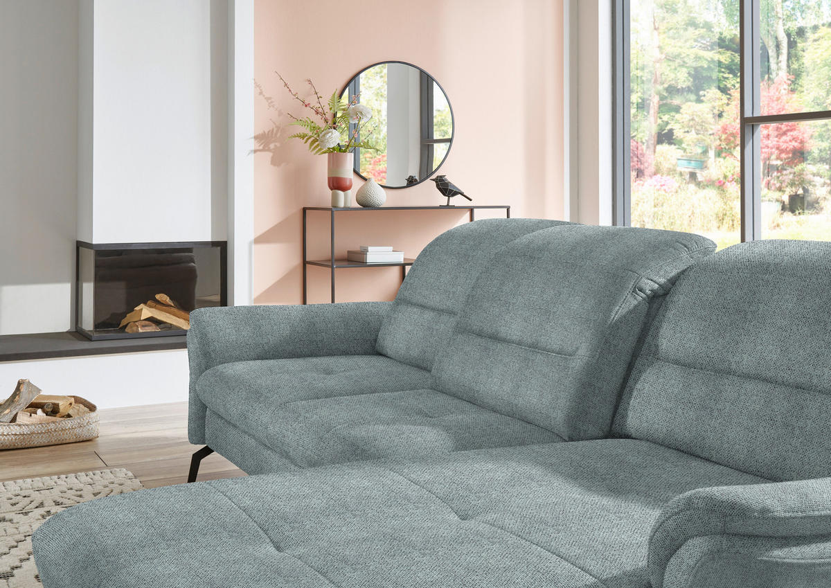 ECKSOFA in Flachgewebe Blaugrau  260/181 cm  - Blaugrau/Schwarz, KONVENTIONELL, Textil/Metall (260/181cm) - Beldomo Speed