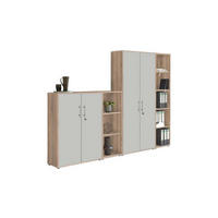 AKTENSCHRANK Hellgrau, Sonoma Eiche  - Hellgrau/Sonoma Eiche, MODERN, Holzwerkstoff (128,5/185,6/33cm) - MID.YOU
