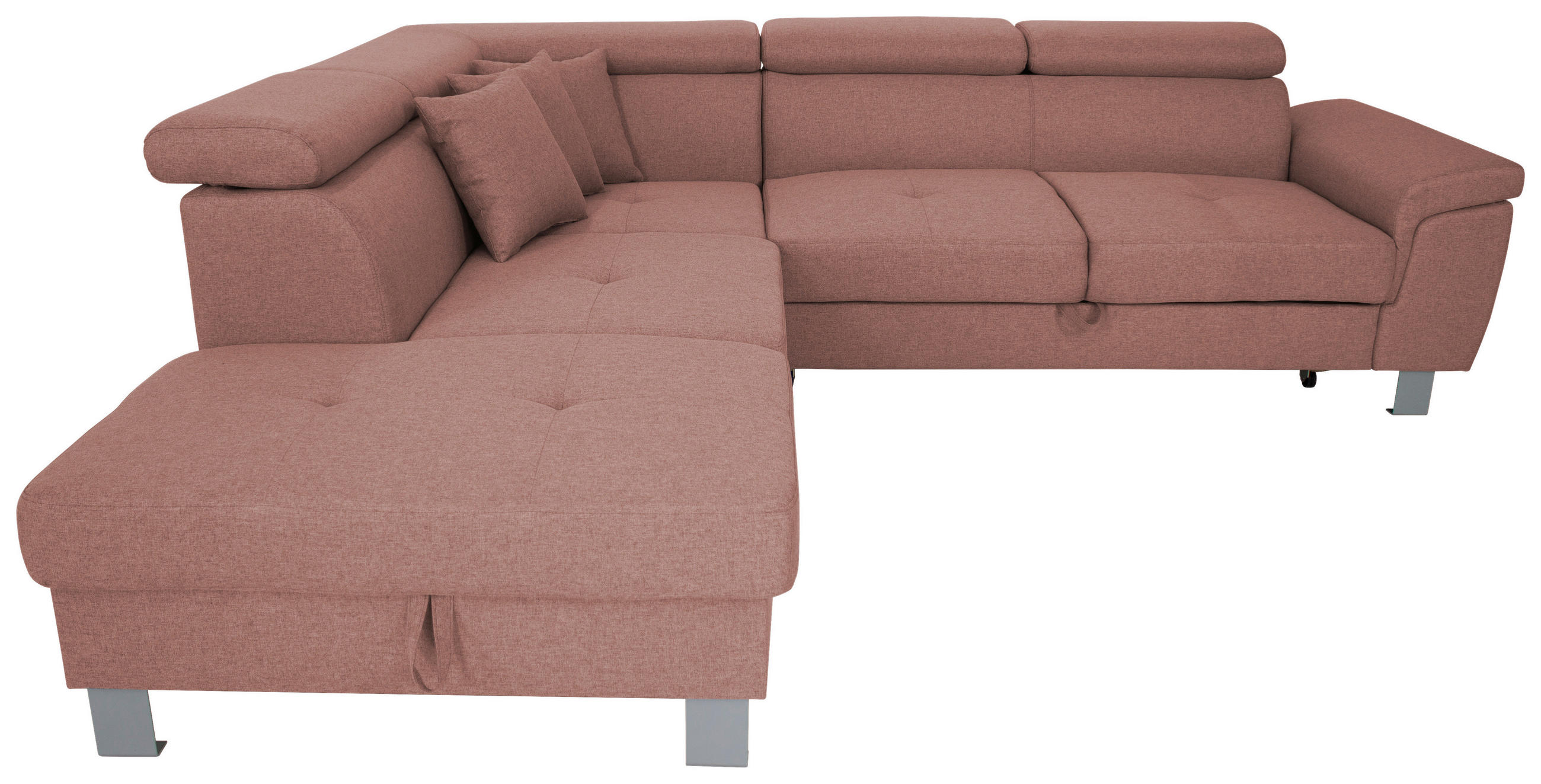 ECKSOFA in Webstoff Hellrot  - Hellrot/Silberfarben, Design, Textil/Metall (226/257cm) - Xora