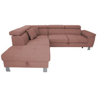ECKSOFA in Webstoff Hellrot  - Hellrot/Silberfarben, Design, Textil/Metall (226/257cm) - Xora