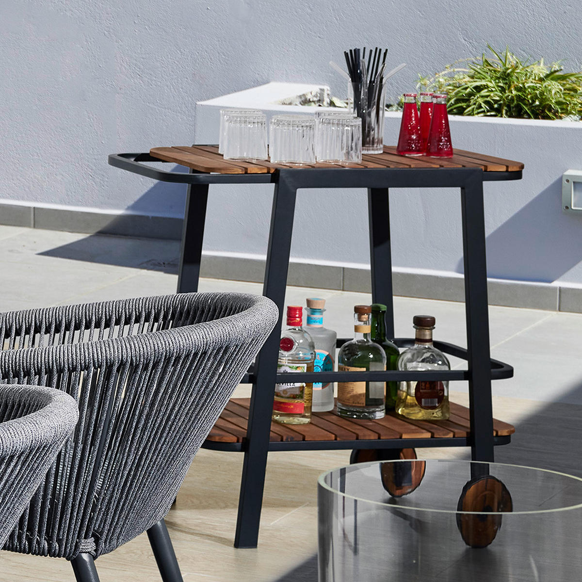 KOLICA ZA SERVIRANJE crna   - crna, Moderno, drvo/metal (76/77/49cm) - Bessagi Garden