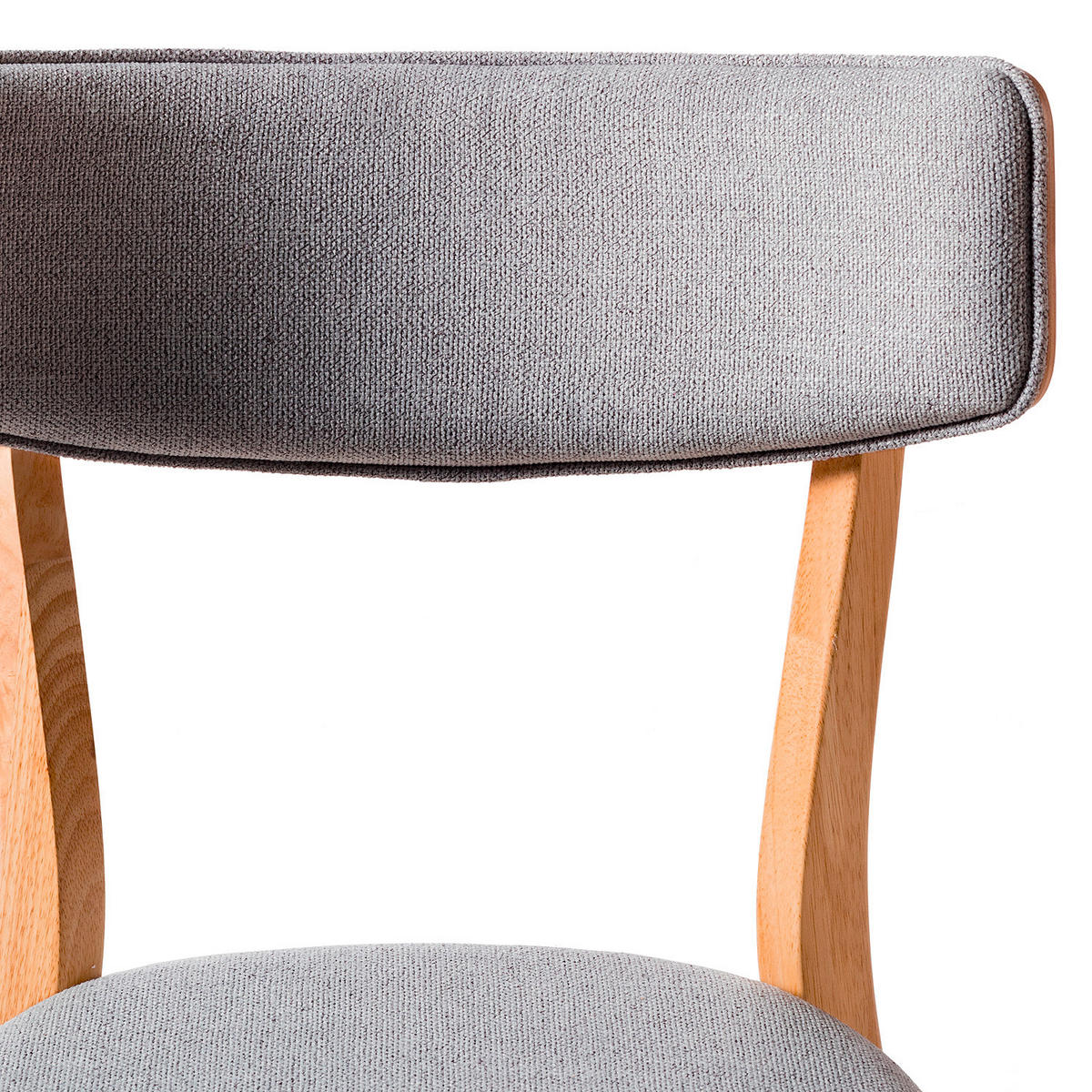 STUHL Flachgewebe Naturfarben, Hellgrau Kautschukholz massiv  - Hellgrau/Naturfarben, MODERN, Holz/Textil (49.5/80/49.5cm) - home24