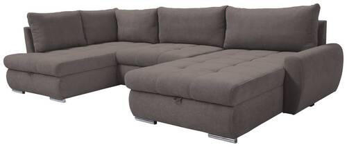 ECKSOFA Graubraun Velours  - Chromfarben/Graubraun, Design, Kunststoff/Textil (173/322/174cm) - Livetastic