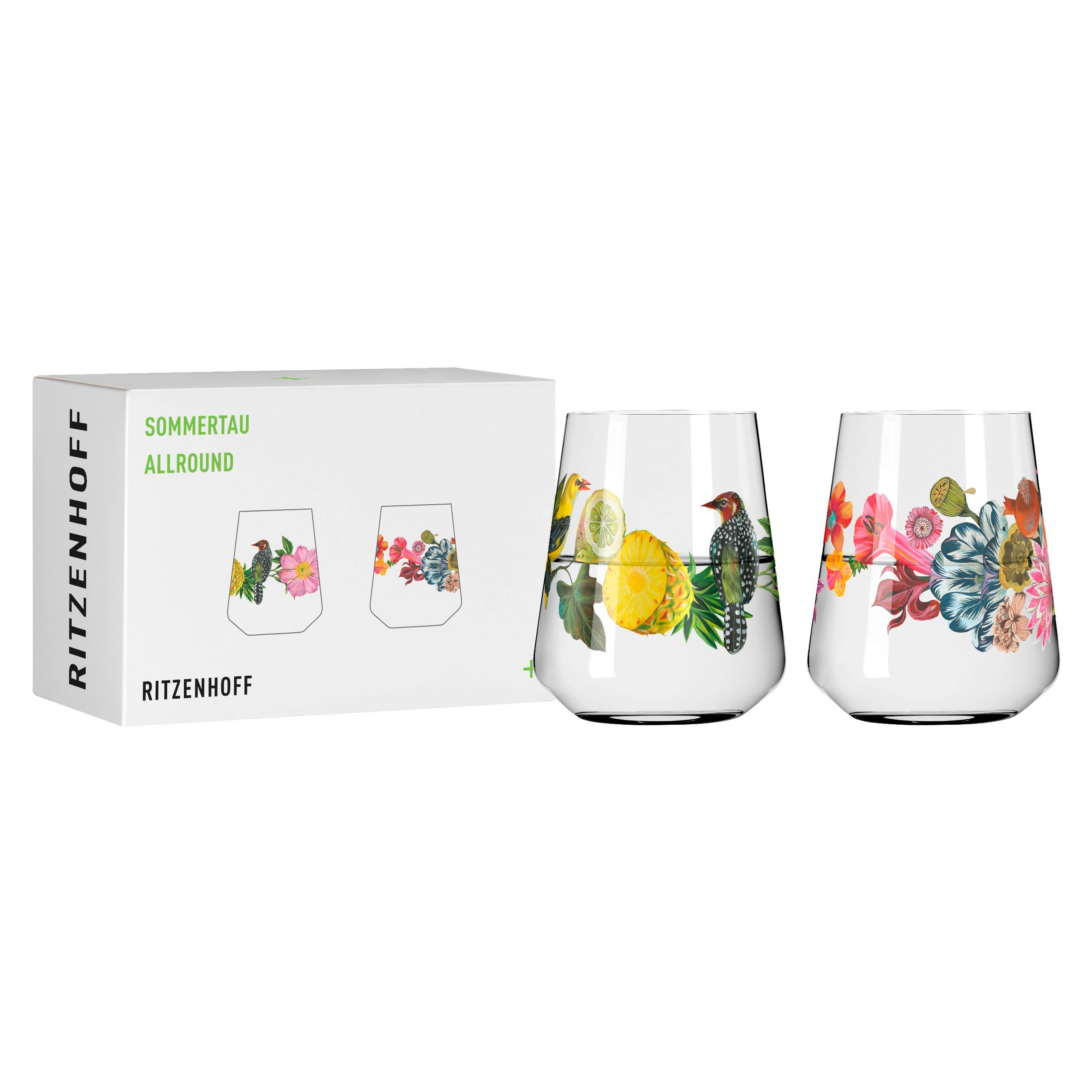 WASSERGLAS Sommertau Allround 510 ml 2-teilig  - Gelb/Rot, LIFESTYLE, Glas (9,3/9,3/11,0cm) - Ritzenhoff