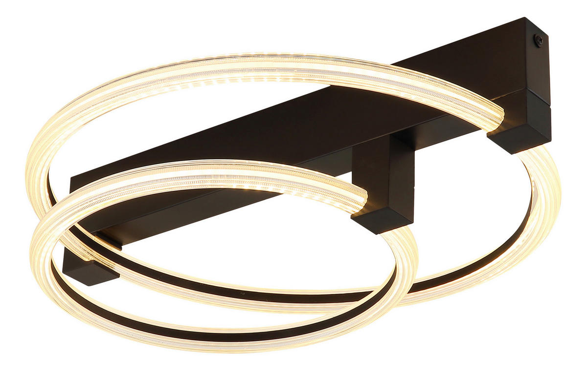 LED-DECKENLEUCHTE Fletcher 58/38/11,5 cm  - Transparent/Schwarz, Design, Kunststoff/Metall (58/38/11,5cm) - Globo