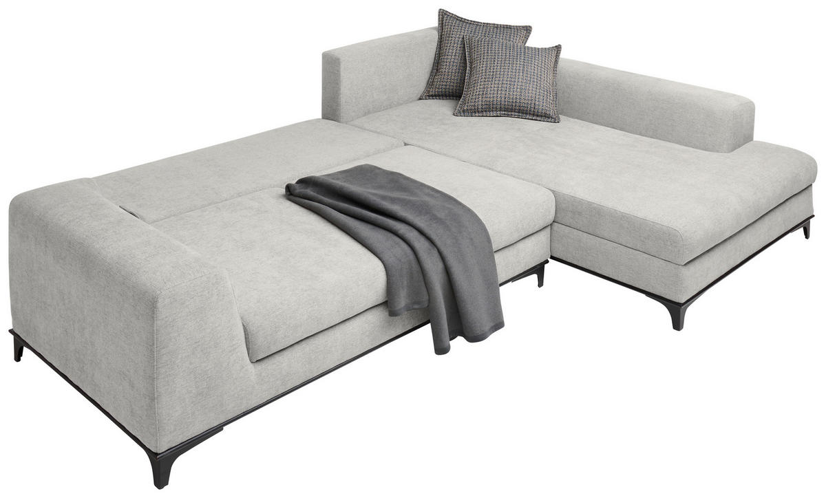 ECKSOFA inkl. Funktionen Creme Webstoff Rückenkissen, Bettkasten, Schlaffunktion, Rücken echt  - Wengefarben/Creme, Design, Holz/Textil (314/211cm) - Stylife