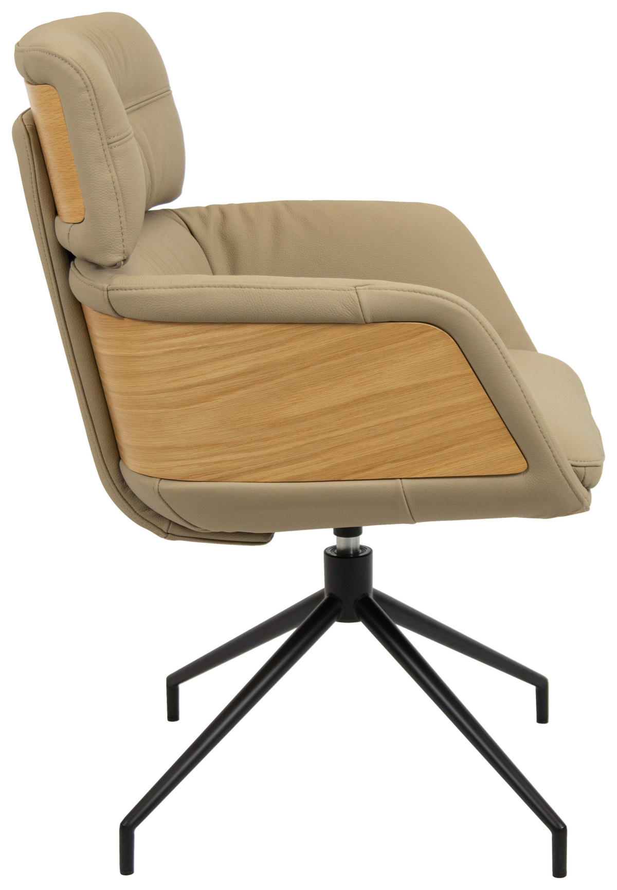 ARMLEHNSTUHL  in Eisen Echtleder pigmentiert  - Taupe/Eichefarben, Design, Leder/Holz (62/92/66cm) - Dieter Knoll