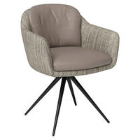 ARMLEHNSTUHL drehbar  , Lederauswahl, Stoffauswahl, Typenauswahl, Sitzfläche 360° drehbar  , Flachgewebe  , Kombination Echtleder/Stoff  - Schlammfarben/Beige, Design, Leder/Textil (63/83/65cm) - Joop!