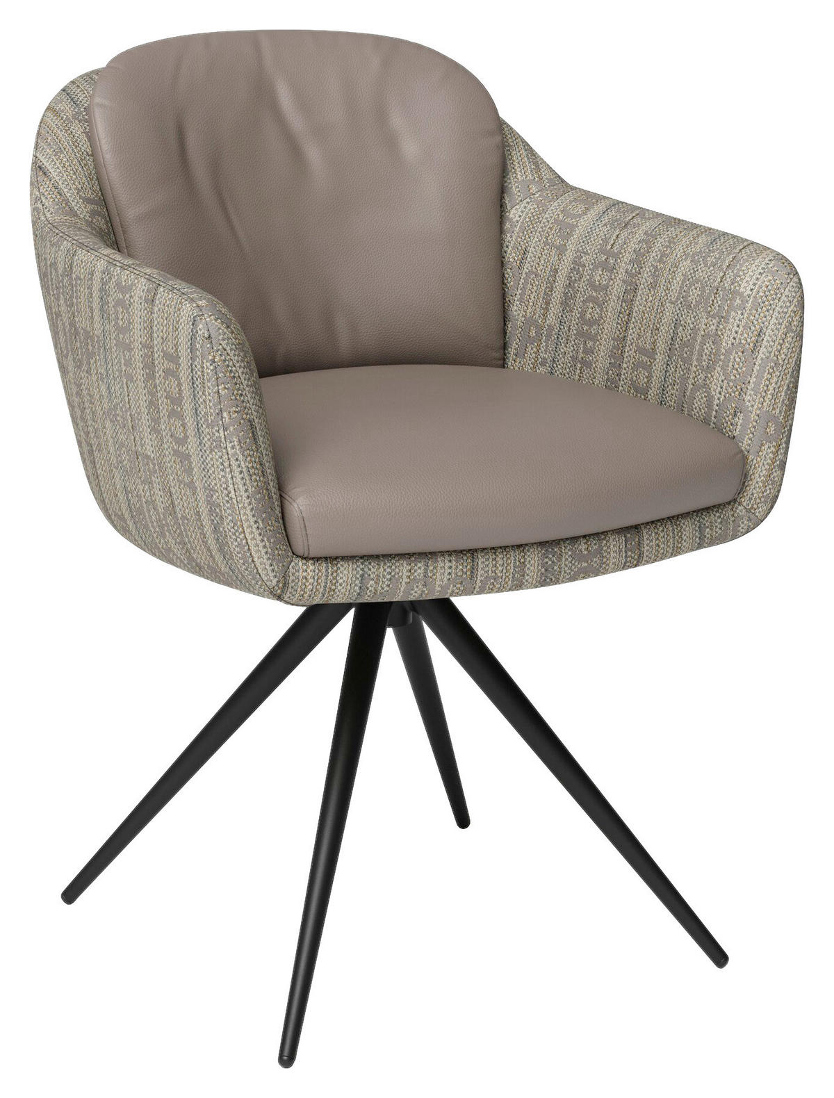 ARMLEHNSTUHL drehbar  , Lederauswahl, Stoffauswahl, Typenauswahl, Sitzfläche 360° drehbar  , Flachgewebe  , Kombination Echtleder/Stoff  - Schlammfarben/Beige, Design, Leder/Textil (63/83/65cm) - Joop!
