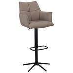 BARHOCKER Echtleder Grau, Schwarz Eisen Sitzfläche 360° drehbar  - Schwarz/Grau, Design, Leder/Metall (54/96-121/56cm) - Novel