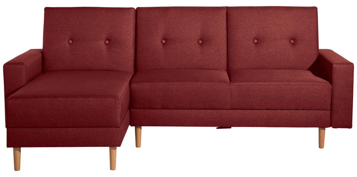 ECKSCHLAFSOFA Just Cool in Flachgewebe Rot Modern  - Rot/Erlefarben, Design, Holz/Textil (230/93/152cm) - Max Winzer