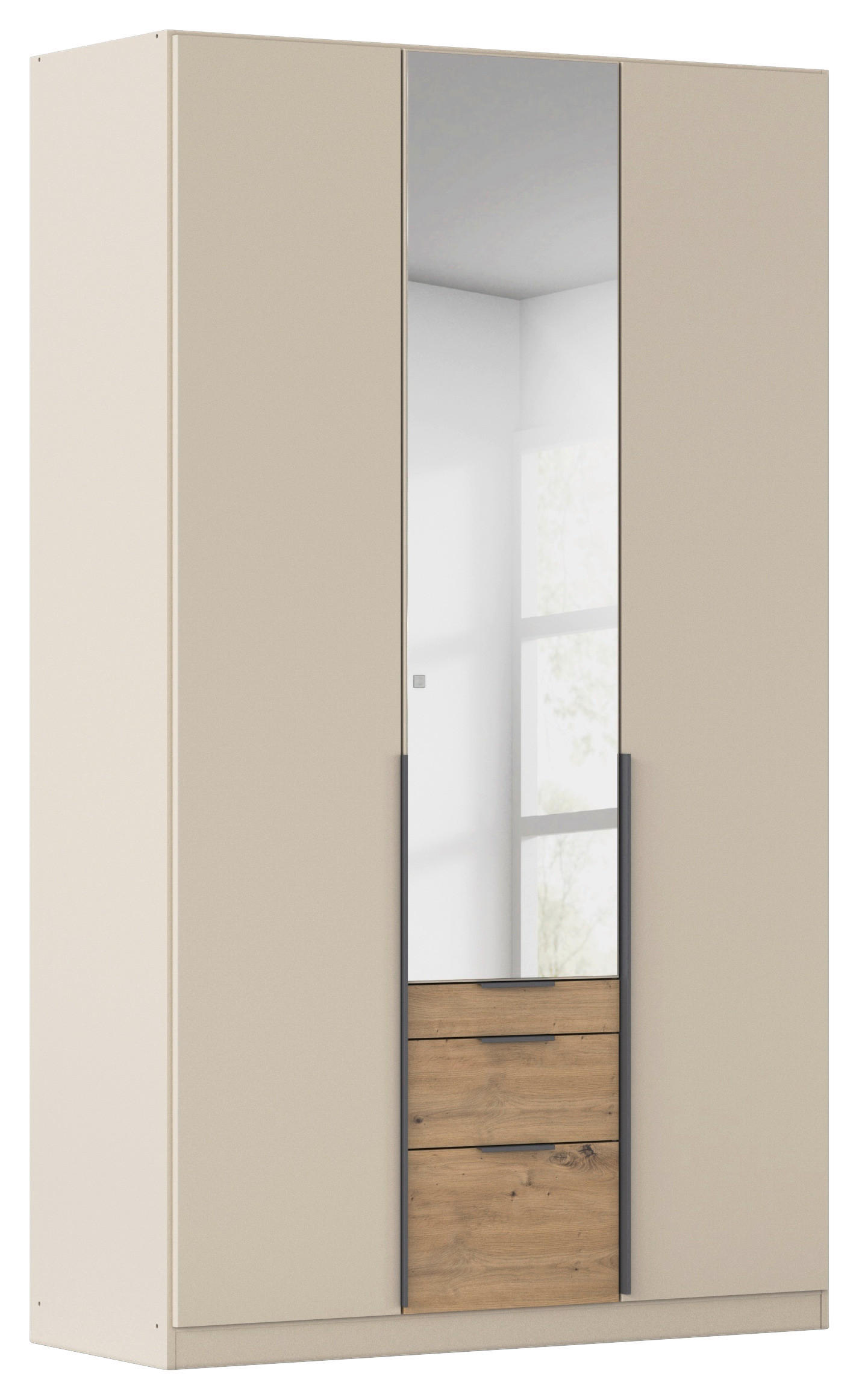 Drehtürenschrank Mit Spiegel 136cm Alabama Champagner/eiche