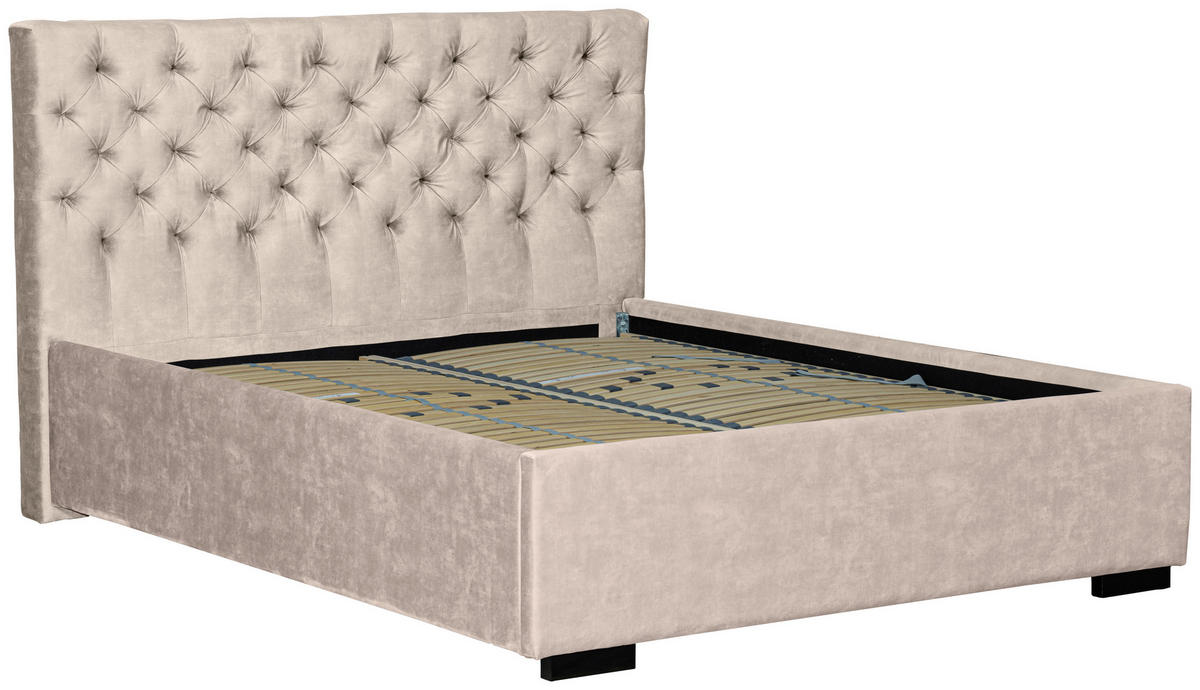 POLSTERBETT 180/200 cm  in Creme  - Creme/Schwarz, Design, Holz/Textil (180/200cm) - Boxxx