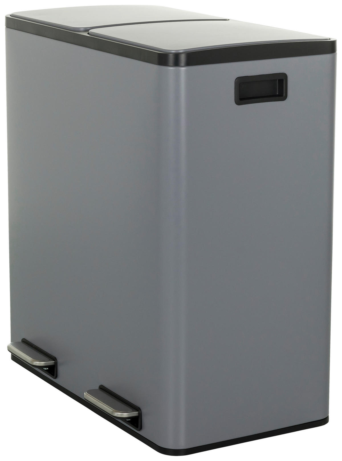 ABFALLSAMMLER 2x30 L  - Schwarz/Grau, MODERN, Kunststoff/Metall (58,5/62/32cm) - MID.YOU