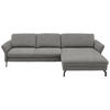 ECKSOFA in Velours Hellgrau  - Hellgrau/Schwarz, Design, Textil/Metall (306/179cm) - Beldomo System