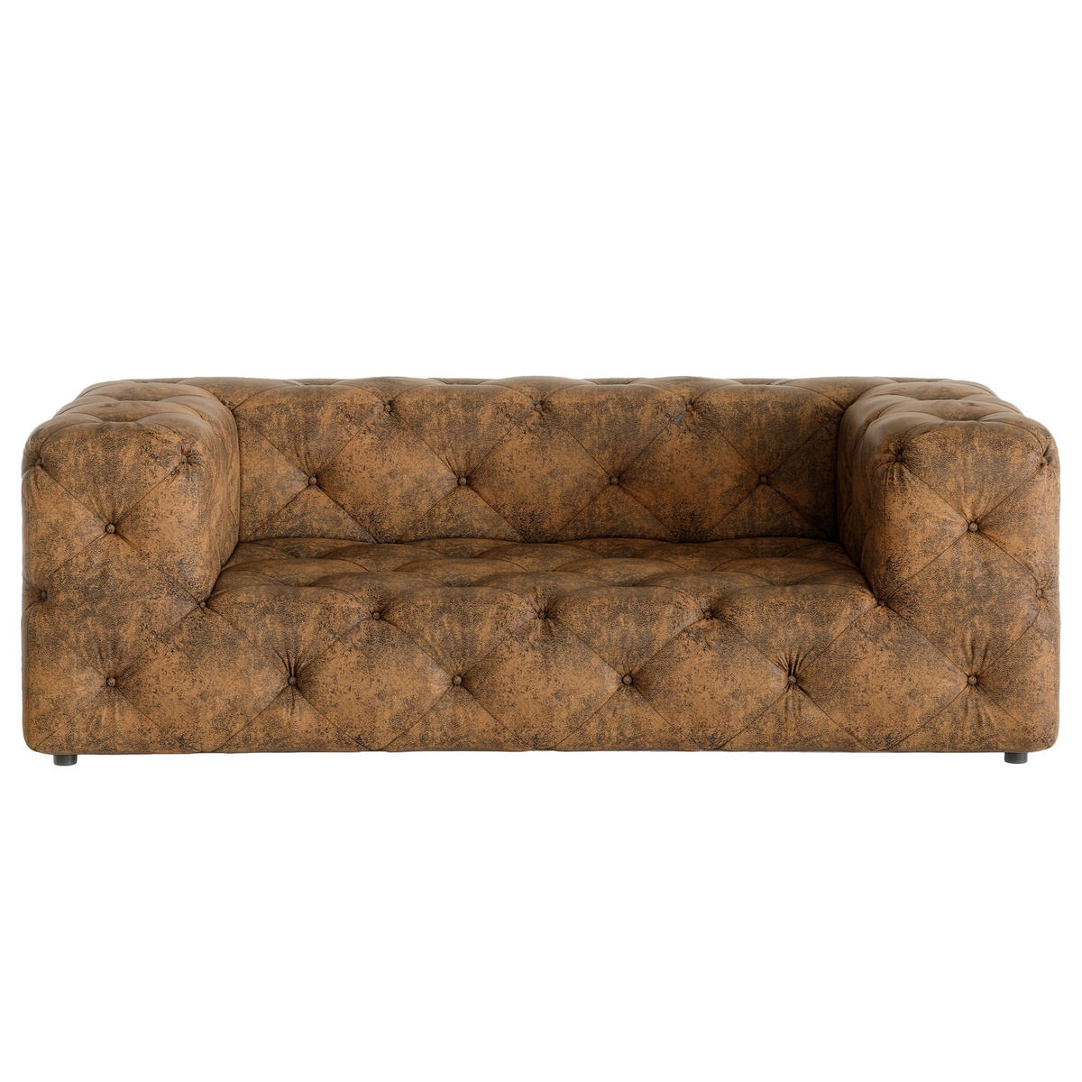 2-SITZER-SOFA Lederlook Dunkelbraun  - Dunkelbraun/Schwarz, Design, Kunststoff/Textil (193/71/100cm) - P & B