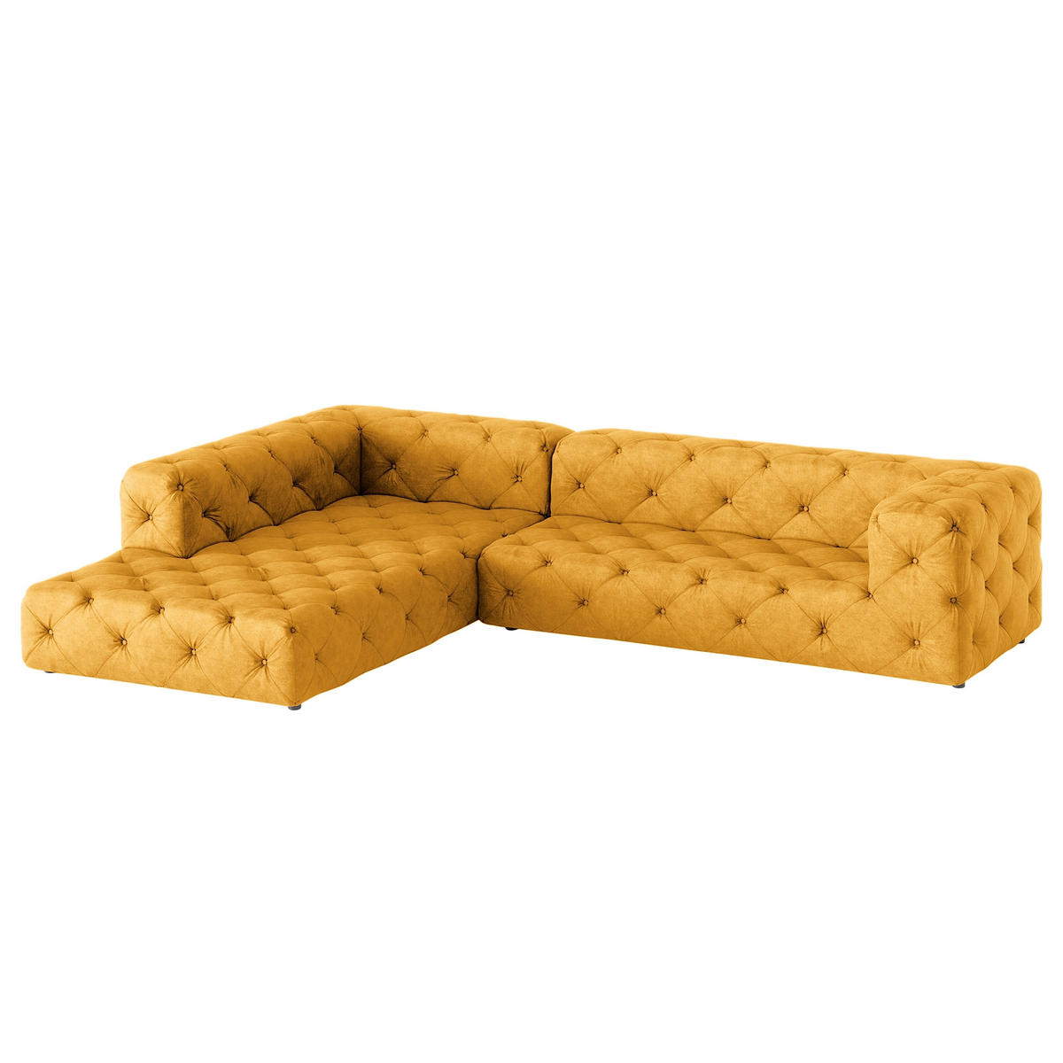 ECKSOFA Mikrofaser Senfgelb  - Senfgelb/Schwarz, Design, Kunststoff/Textil (228/325cm) - P & B