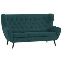 3-SITZER-SOFA Webstoff Petrol  - Petrol/Schwarz, Design, Holz/Textil (187/101/95cm) - Stylife
