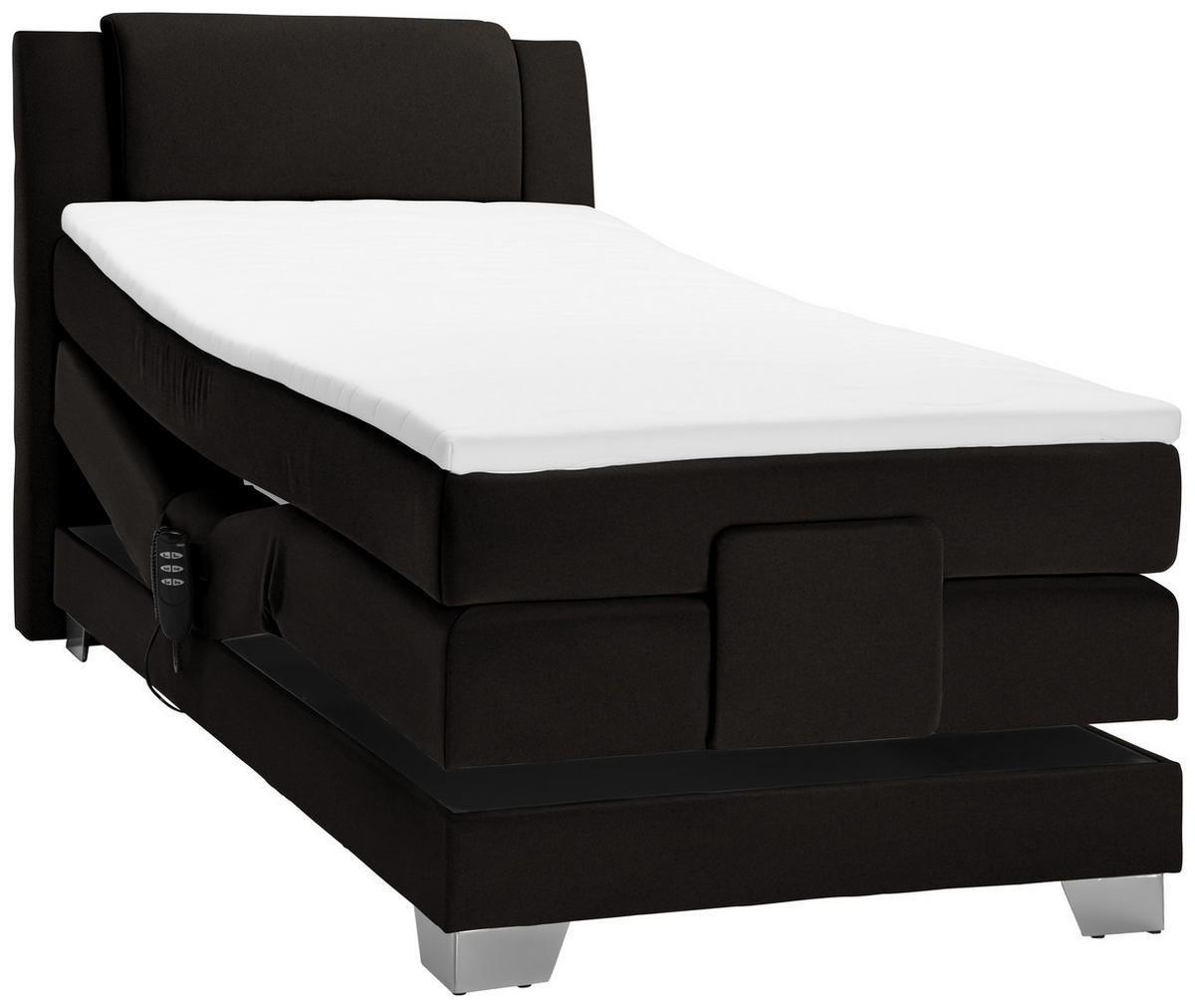BOXSPRINGBETT 100/200 cm  in Anthrazit  - Anthrazit/Silberfarben, KONVENTIONELL, Kunststoff/Textil (100/200cm) - Esposa