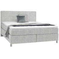 BOXSPRINGBETT 160/200 cm  in Hellgrau  - Chromfarben/Hellgrau, KONVENTIONELL, Kunststoff/Textil (160/200cm) - Voleo