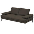 2,5-SITZER  in Echtleder Graubraun   - Graubraun/Schwarz, Design, Leder/Metall (196/86/104cm) - Dieter Knoll