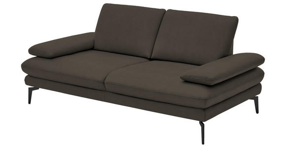 2,5-SITZER  in Echtleder Graubraun   - Graubraun/Schwarz, Design, Leder/Metall (196/86/104cm) - Dieter Knoll