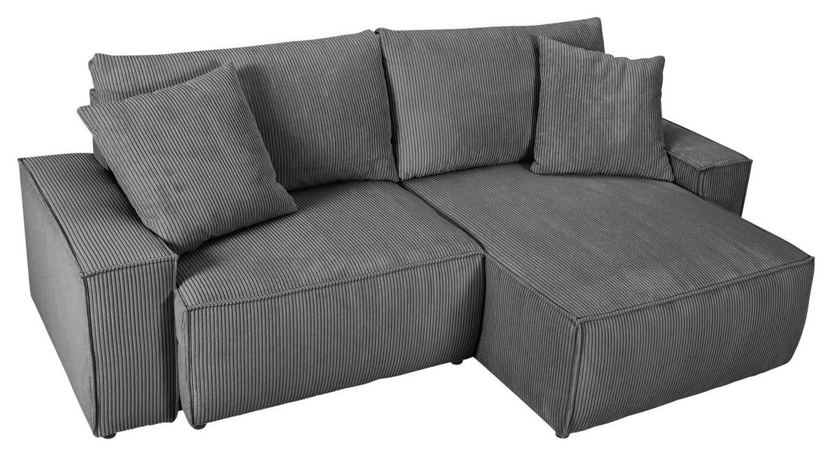 HÖRNSOFFA i manchester mörkgrå  - mörkgrå/svart, Klassisk, textil/plast (250/153cm) - MID.YOU