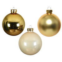 ORNAMENTE BRAD DE CRĂCIUN - auriu/crem, Konventionell, sticlă (8,00/8,00/8,00cm) - X-Mas