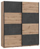 SCHWEBETÜRENSCHRANK 2-türig Dunkelgrau, Eiche Artisan  - Dunkelgrau/Eiche Artisan, Design, Holzwerkstoff/Kunststoff (170/210/61cm) - Carryhome