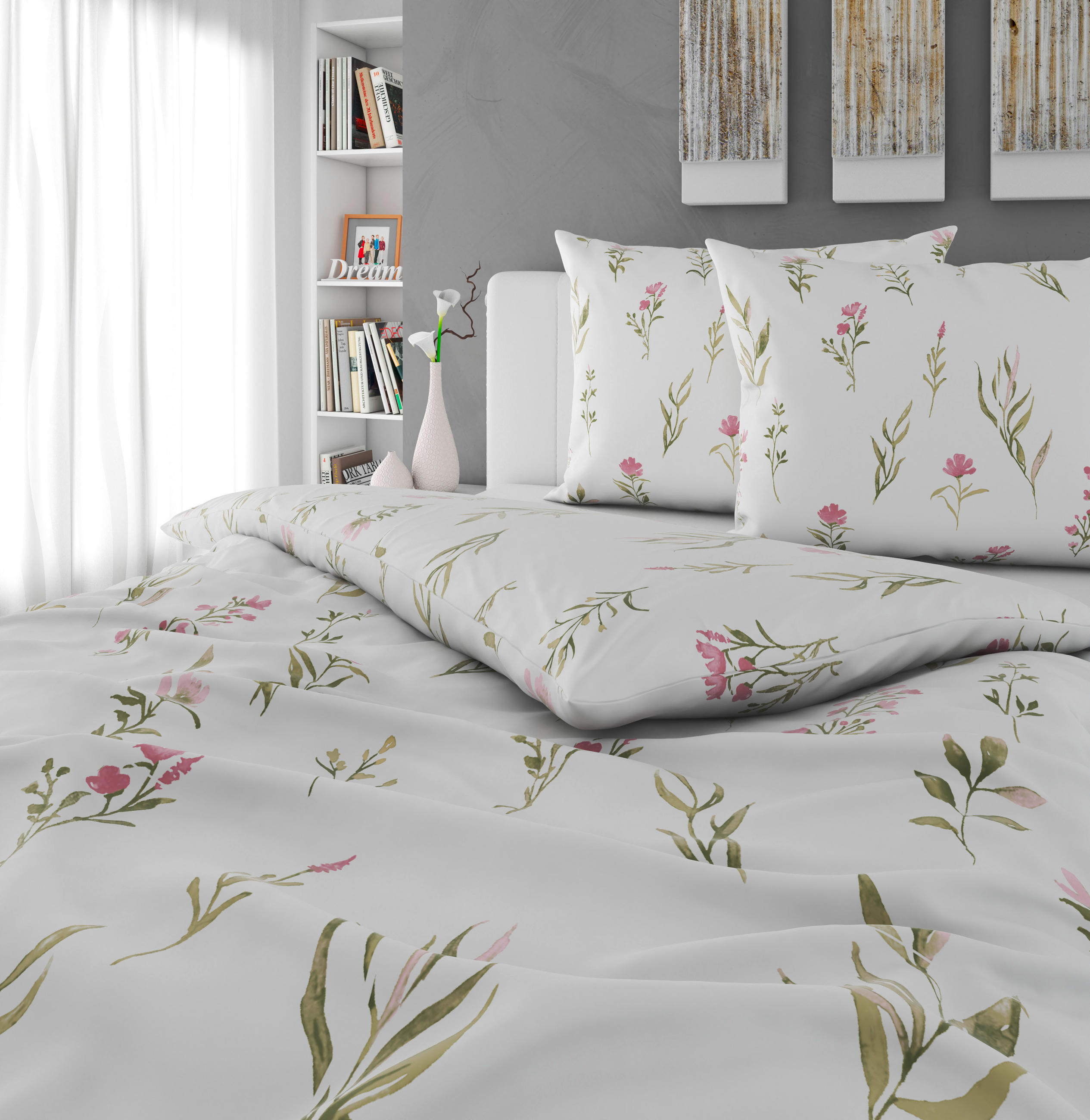 POSTELJINA Mavie 200/200 cm saten ružičasta, bela  - ružičasta/bela, Konvencionalno, tekstil (200/200cm) - Novel