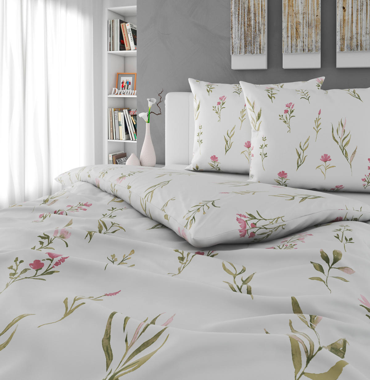 POSTELJINA 200/200 cm  Mavie  - bijela/ružičasta, Konvencionalno, tekstil (200/200cm) - Novel