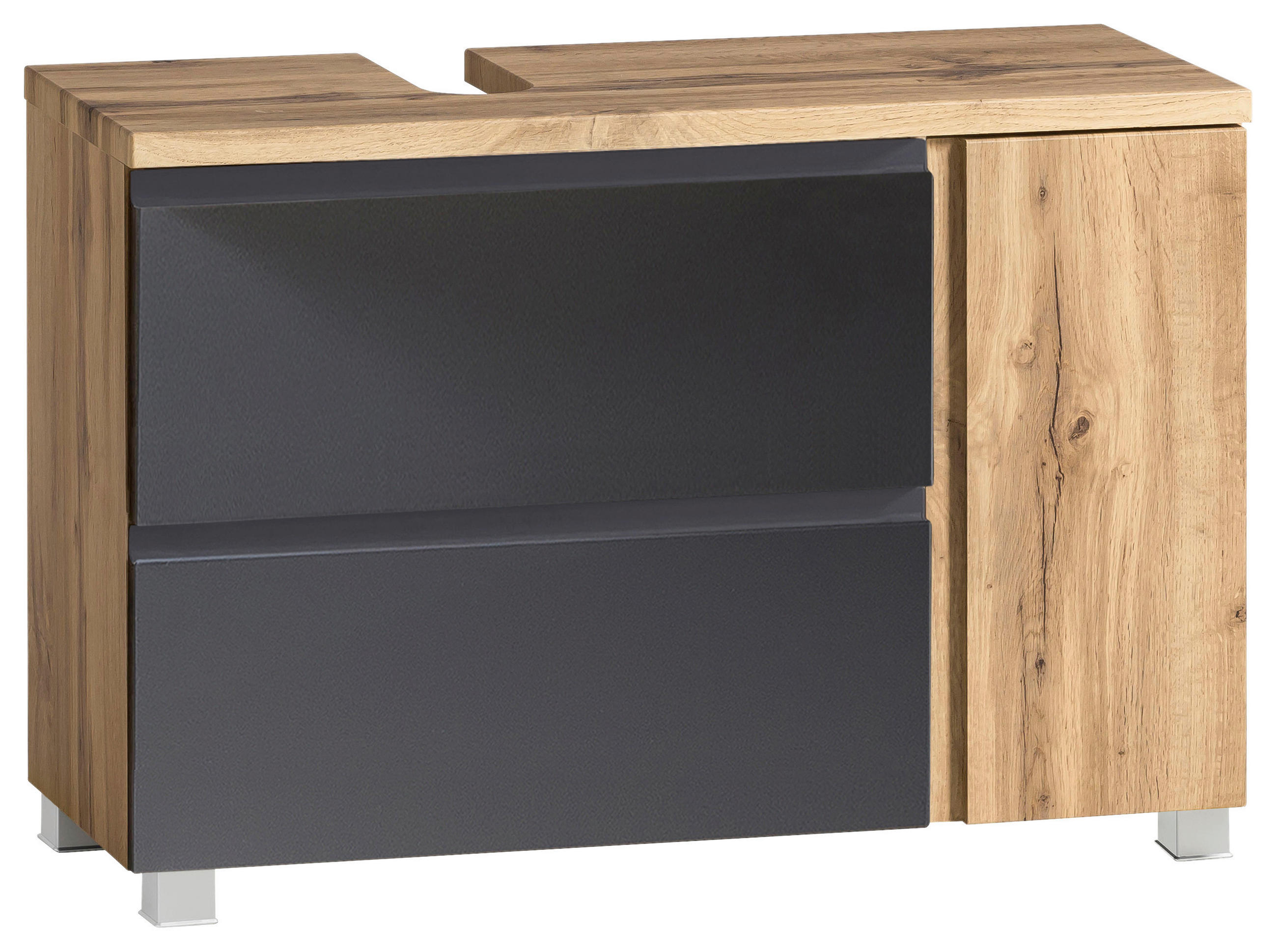 WASCHBECKENUNTERSCHRANK 85/56/35 cm  - Eiche Wotan/Grau, MODERN, Holzwerkstoff (85/56/35cm) - Held