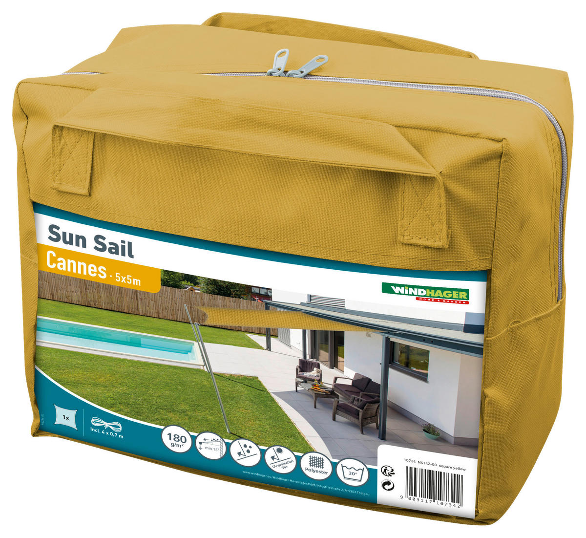 GARTENSONNENSEGEL  500/500 cm  - Gelb, Basics (500/500cm)