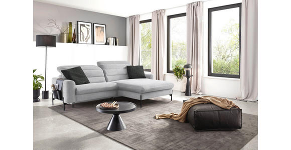 ECKSOFA in Flachgewebe Hellgrau  - Hellgrau/Schwarz, Design, Textil/Metall (252/191cm) - Dieter Knoll