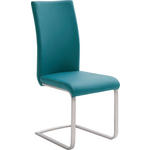 SCHWINGSTUHL  in Edelstahl Lederlook  - Edelstahlfarben/Petrol, Design, Textil/Metall (42/102/58cm) - Novel