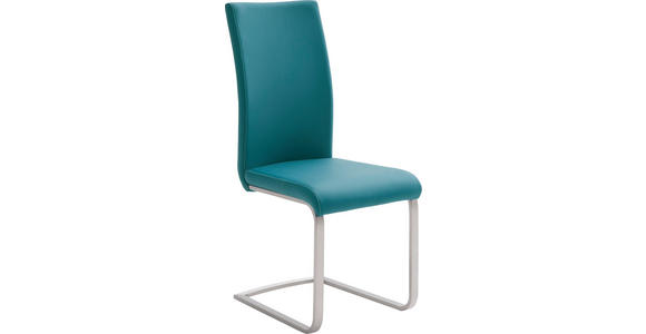 SCHWINGSTUHL in Edelstahl Lederlook - Edelstahlfarben/Petrol, Design, Textil/Metall (42/102/58cm) - Novel