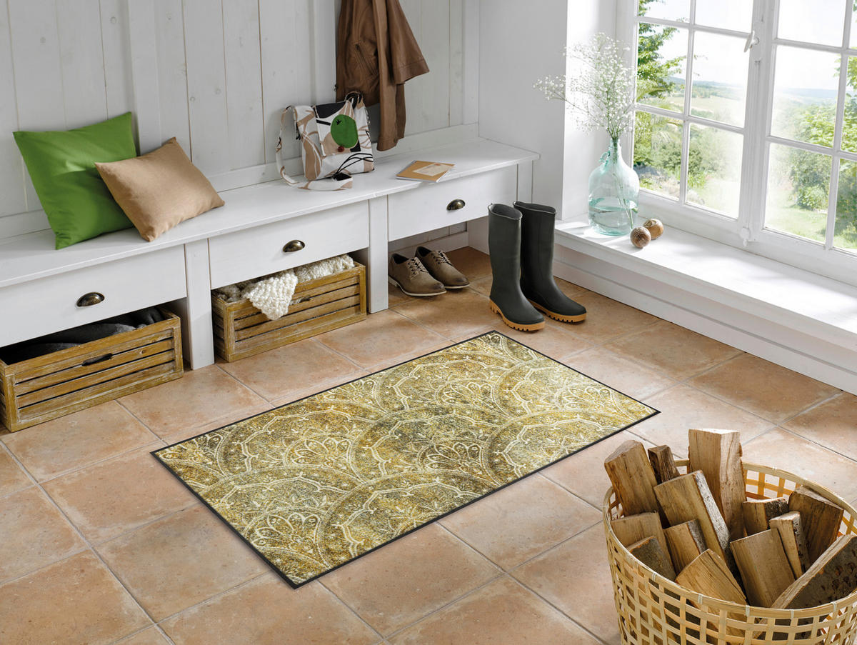 FLACHWEBETEPPICH 75/120 cm Filigree Beige  - Beige, Design, Kunststoff/Textil (75/120cm) - wash+dry