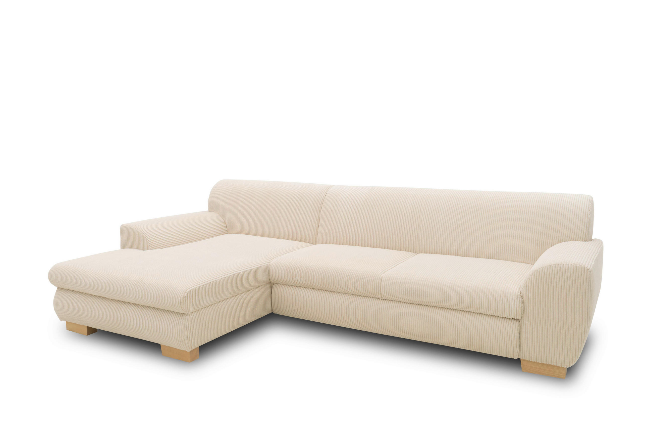 ECKSOFA NIKA Creme Webstoff  - Silberfarben/Creme, Basics, Holz/Textil (277/156cm) - MID.YOU