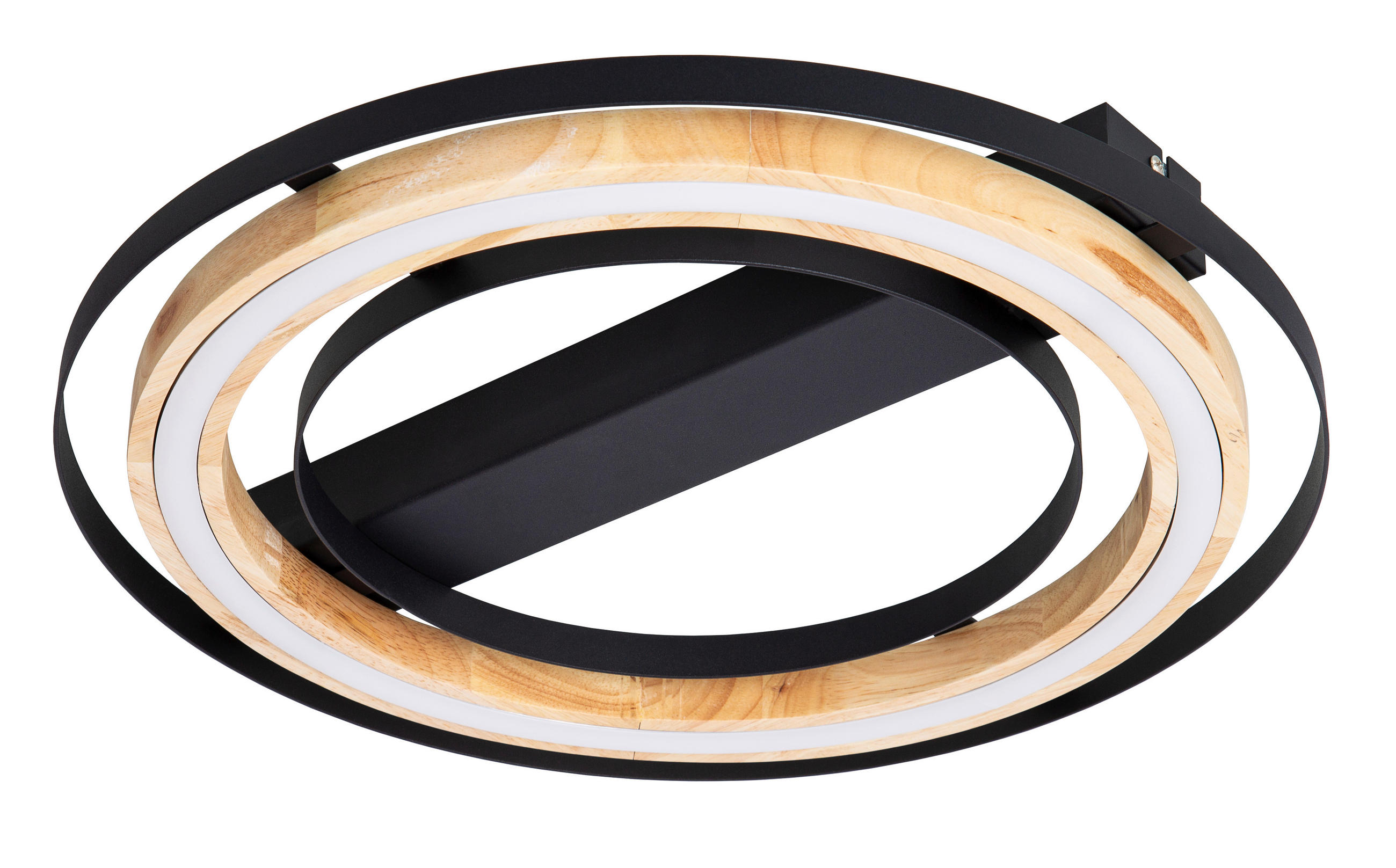 LED-DECKENLEUCHTE Rilas 47/7 cm   - Hellbraun/Schwarz, Basics, Holz/Metall (47/7cm)